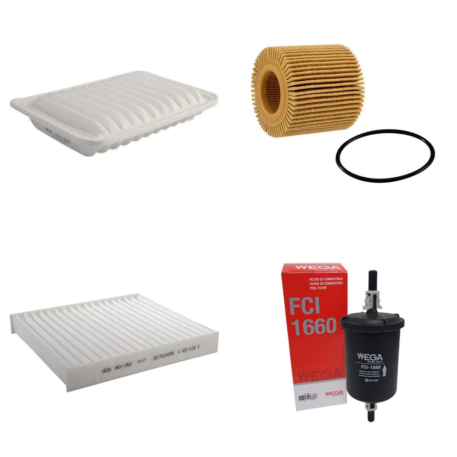 Kit Filtros de Ar Combustível Óleo e Cabine para Toyota Corolla - Wega - WKL-284
