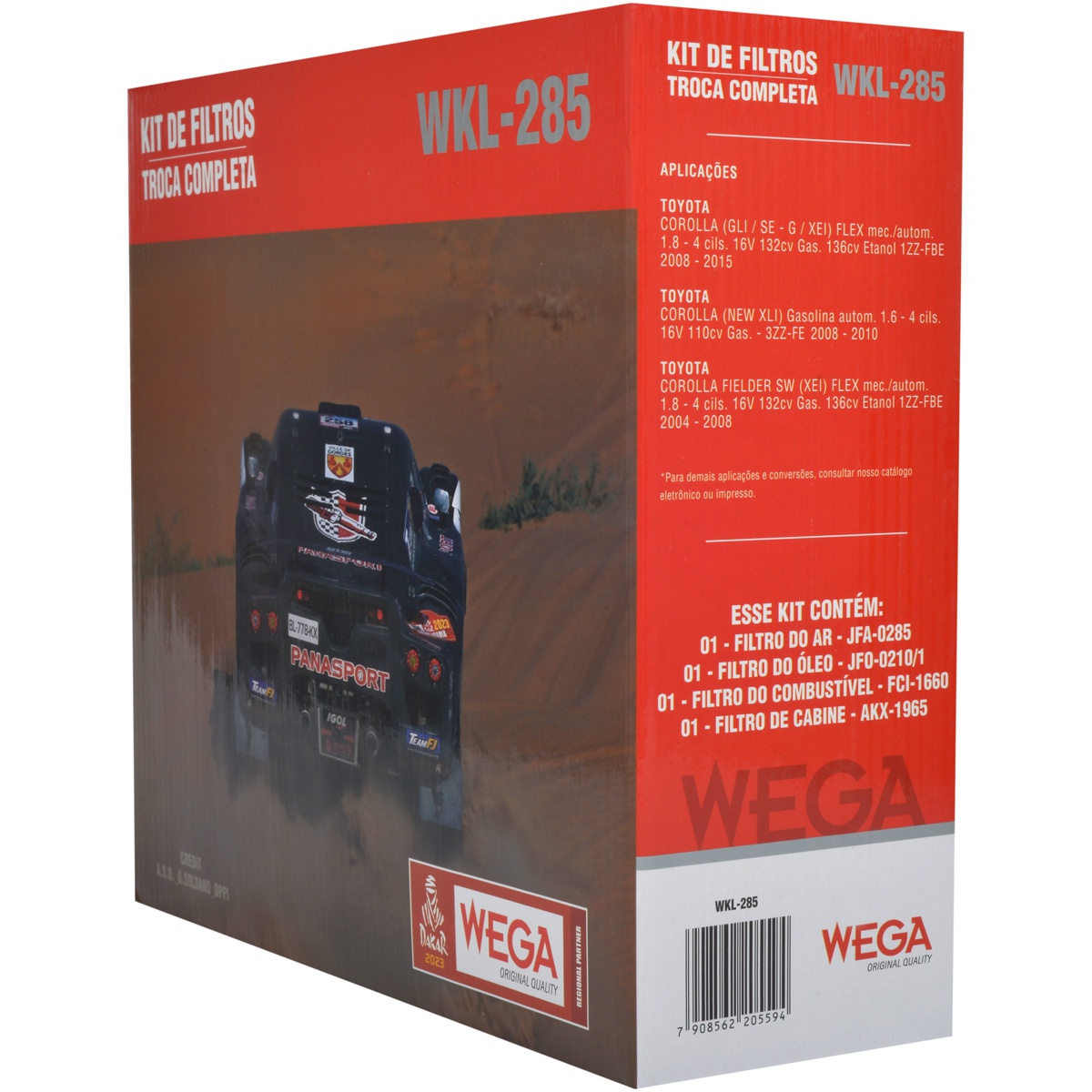 Kit Filtros de Ar Combustível Óleo e Cabine para Toyota Corolla - Wega - WKL-285