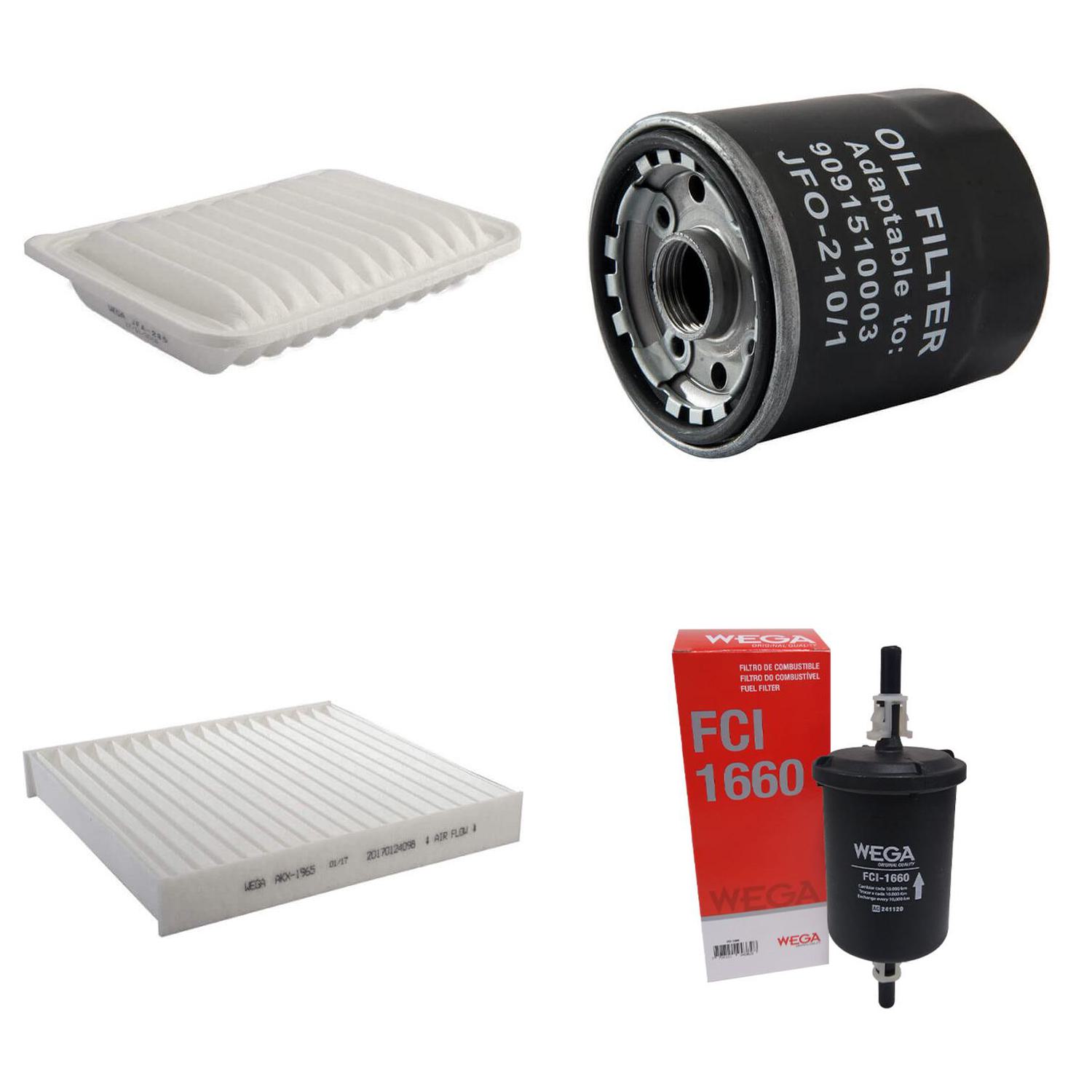 Kit Filtros de Ar Combustível Óleo e Cabine para Toyota Corolla - Wega - WKL-285