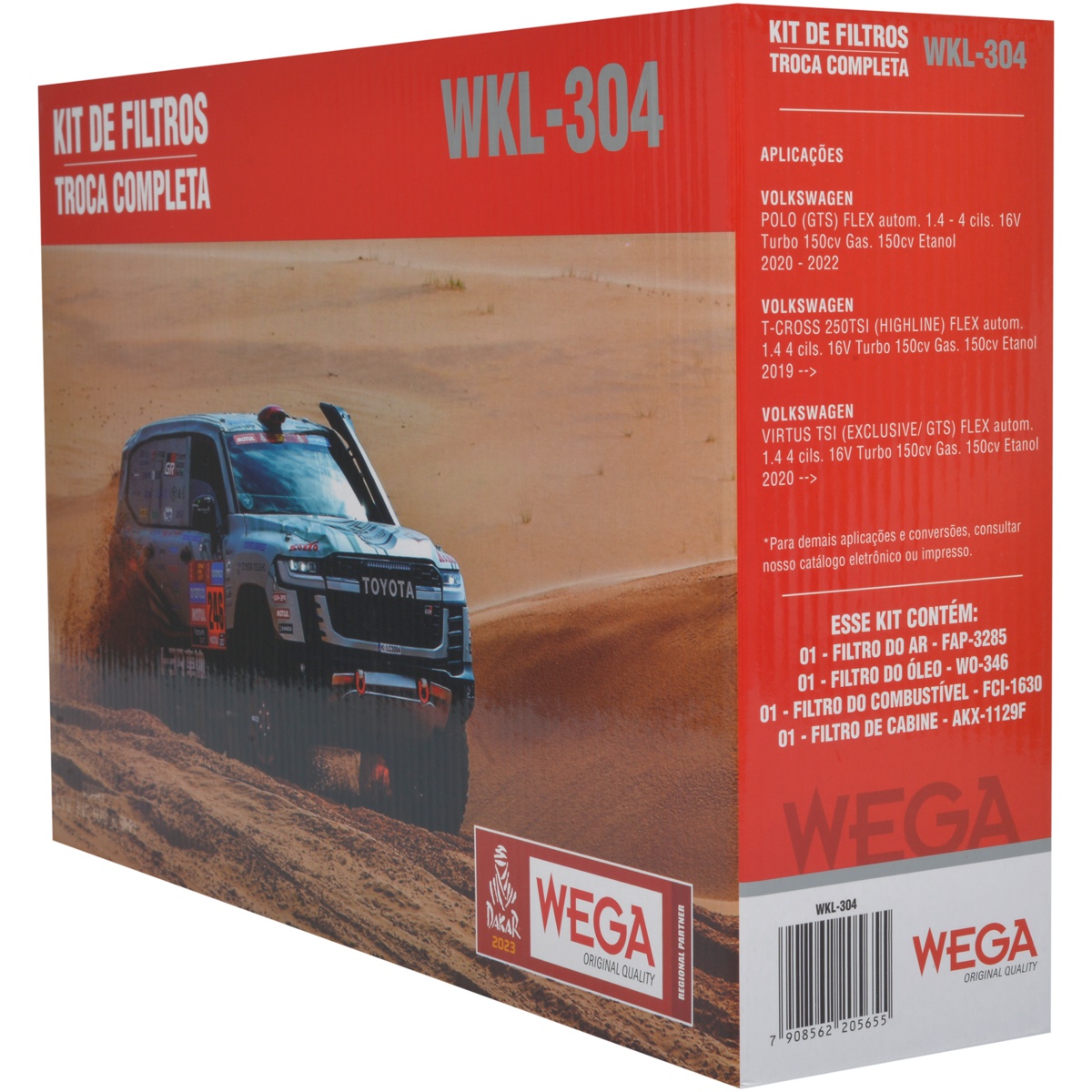 Kit Troca Completa Filtros Ar Combustível Oleo Polo Tcross Virtus 1.4 16V TSI 19/24 - Wega - WKL-304