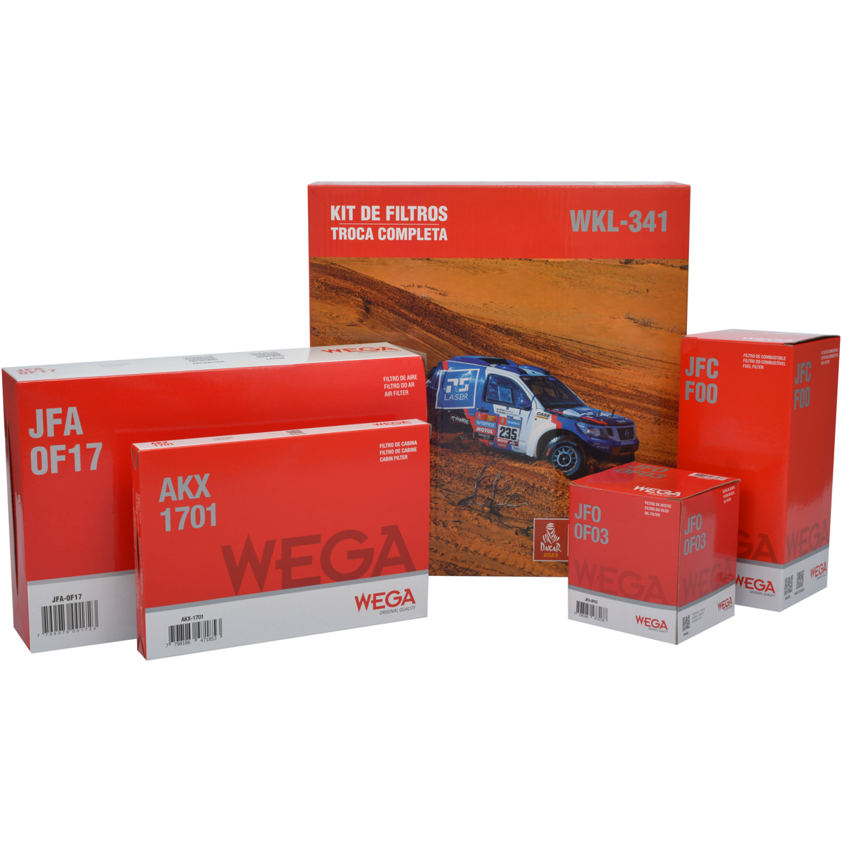 Kit Filtros de Ar Combustível Óleo e Cabine para Chery Tiggo 2 - Wega - WKL-341