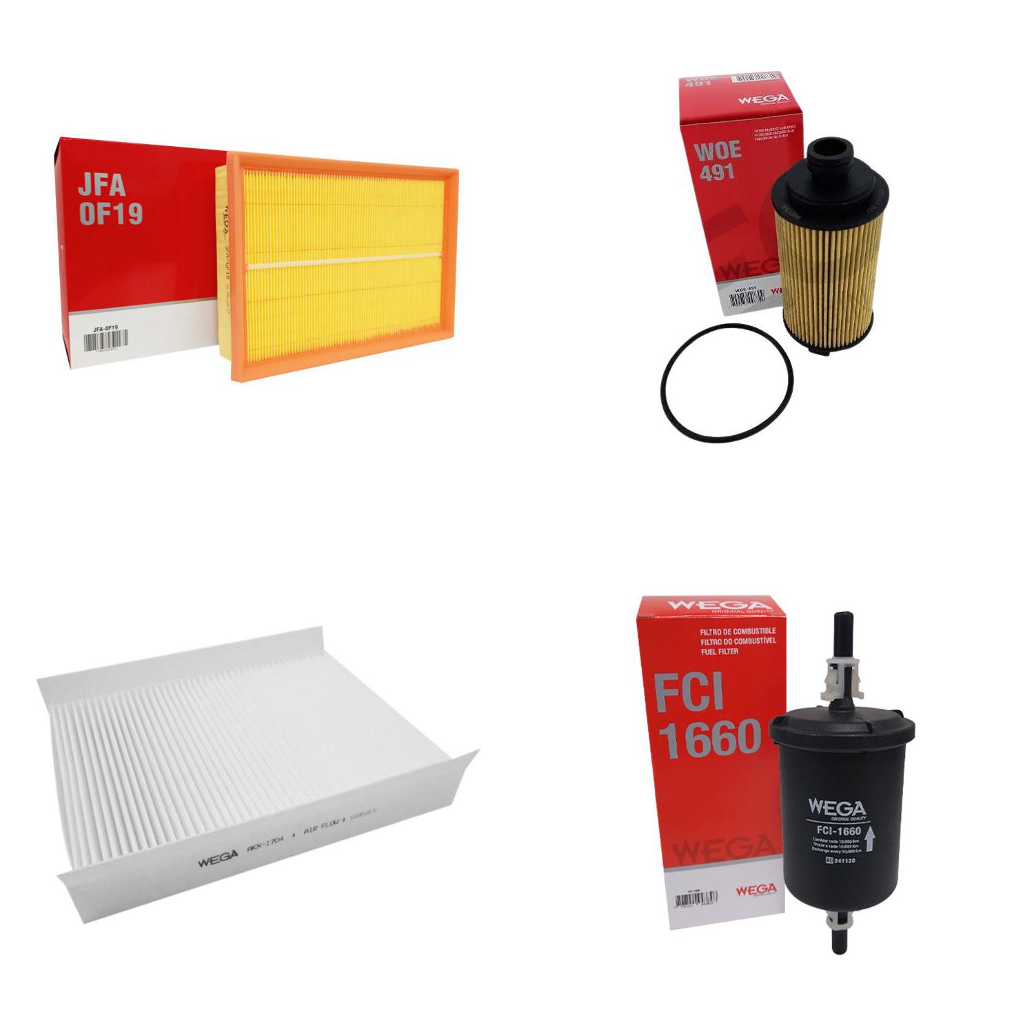 Kit Filtros de Ar Combustível Óleo e Cabine para Chery Tiggo 8 - Wega - WKL-342