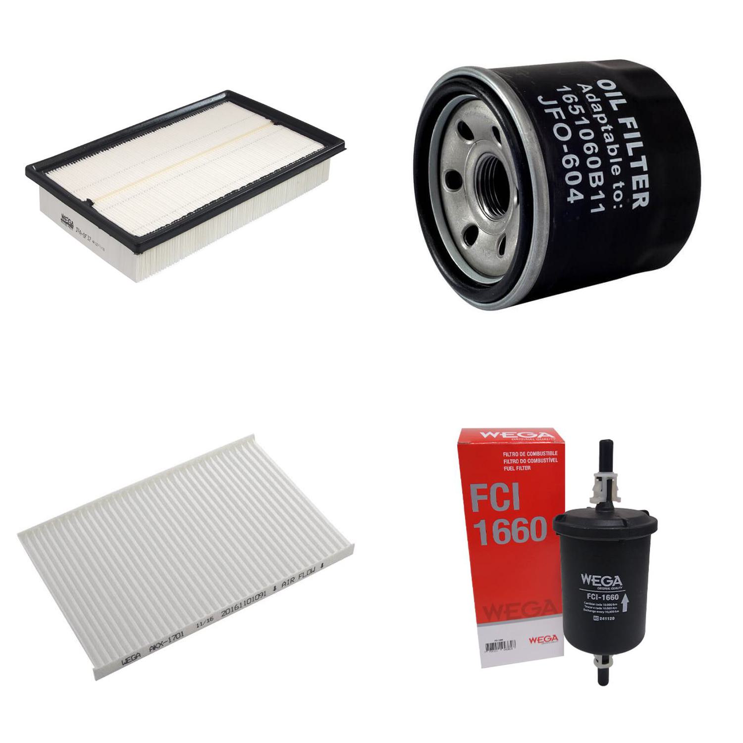 Kit Filtros de Ar Combustível Óleo e Cabine para Chery Tiggo 3X - Wega - WKL-343