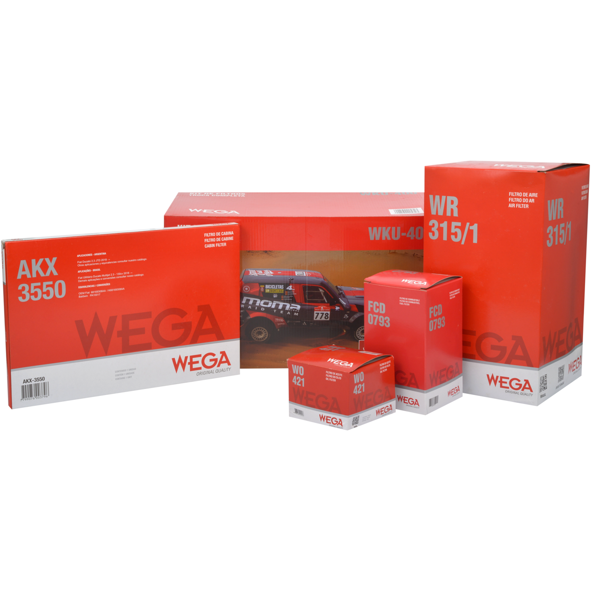 Kit Troca Filtros Ar Combustível Óleo Cabine para Fiat Ducato 2.3 16V Diesel 18/21 - Wega - WKU-400