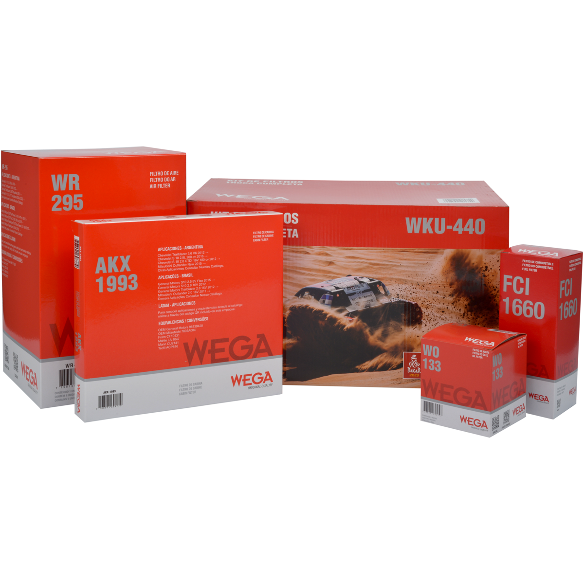 Kit Troca Completa Filtros Ar Combustível Oleo Cabine p GM S10 2.5 16V Flex 14/20 - Wega - WKU-440