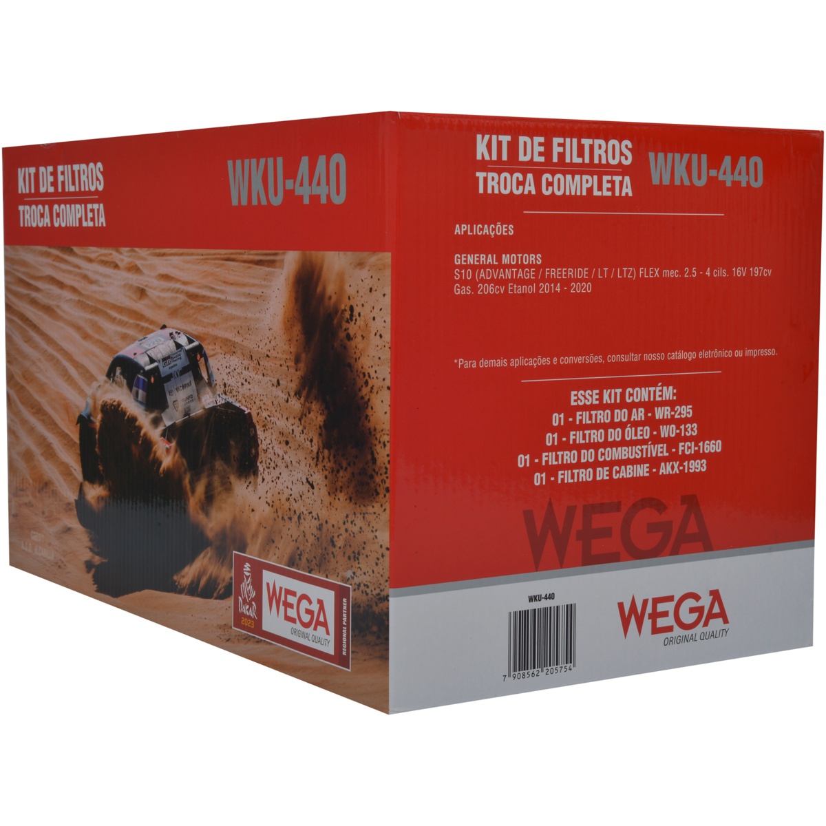 Kit Troca Completa Filtros Ar Combustível Oleo Cabine p GM S10 2.5 16V Flex 14/20 - Wega - WKU-440