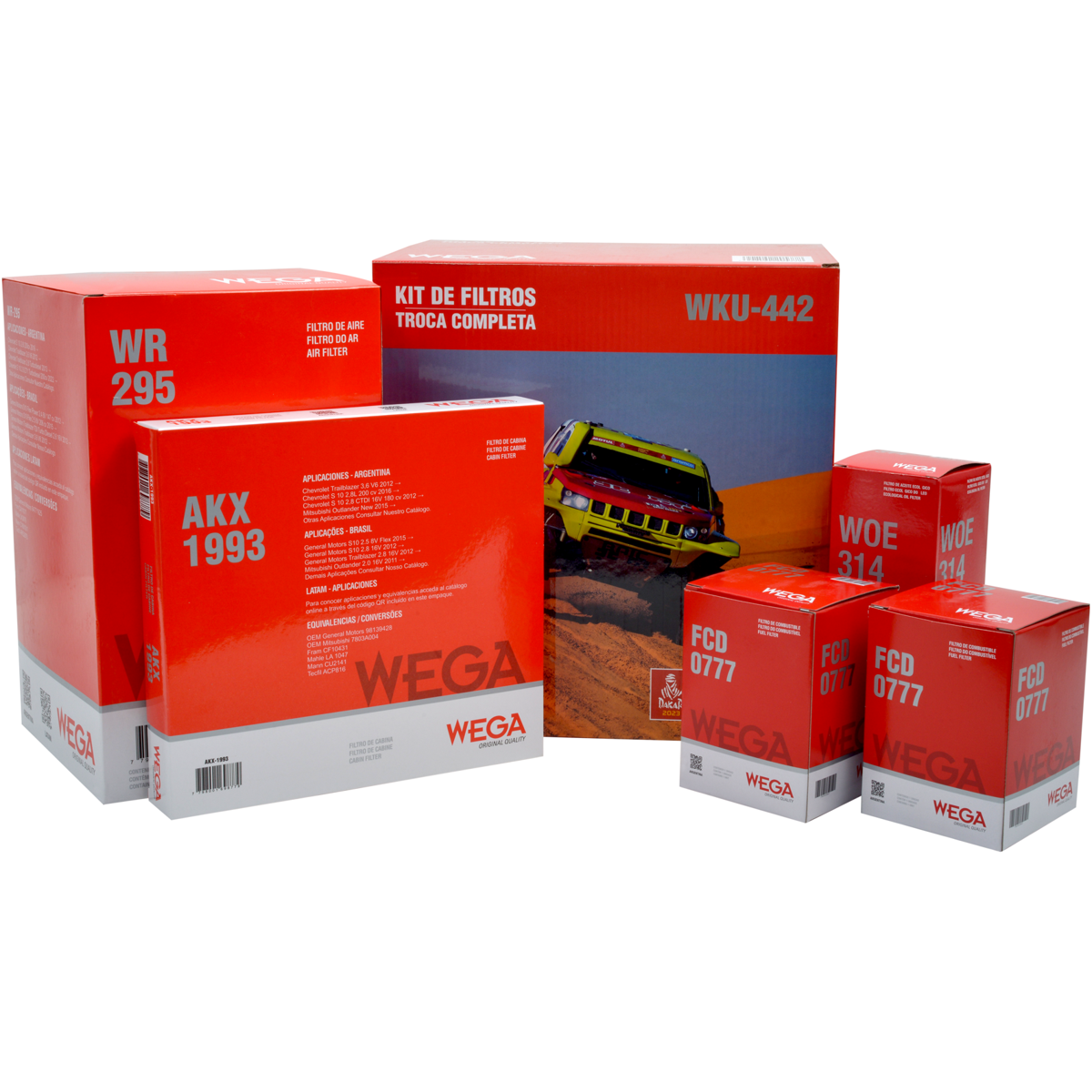 Kit Filtro Ar Comb Óleo Cab GM S10 Trailblazer 2.8 16V Turbo Diesel 200cv 12/24 - Wega - WKU-442