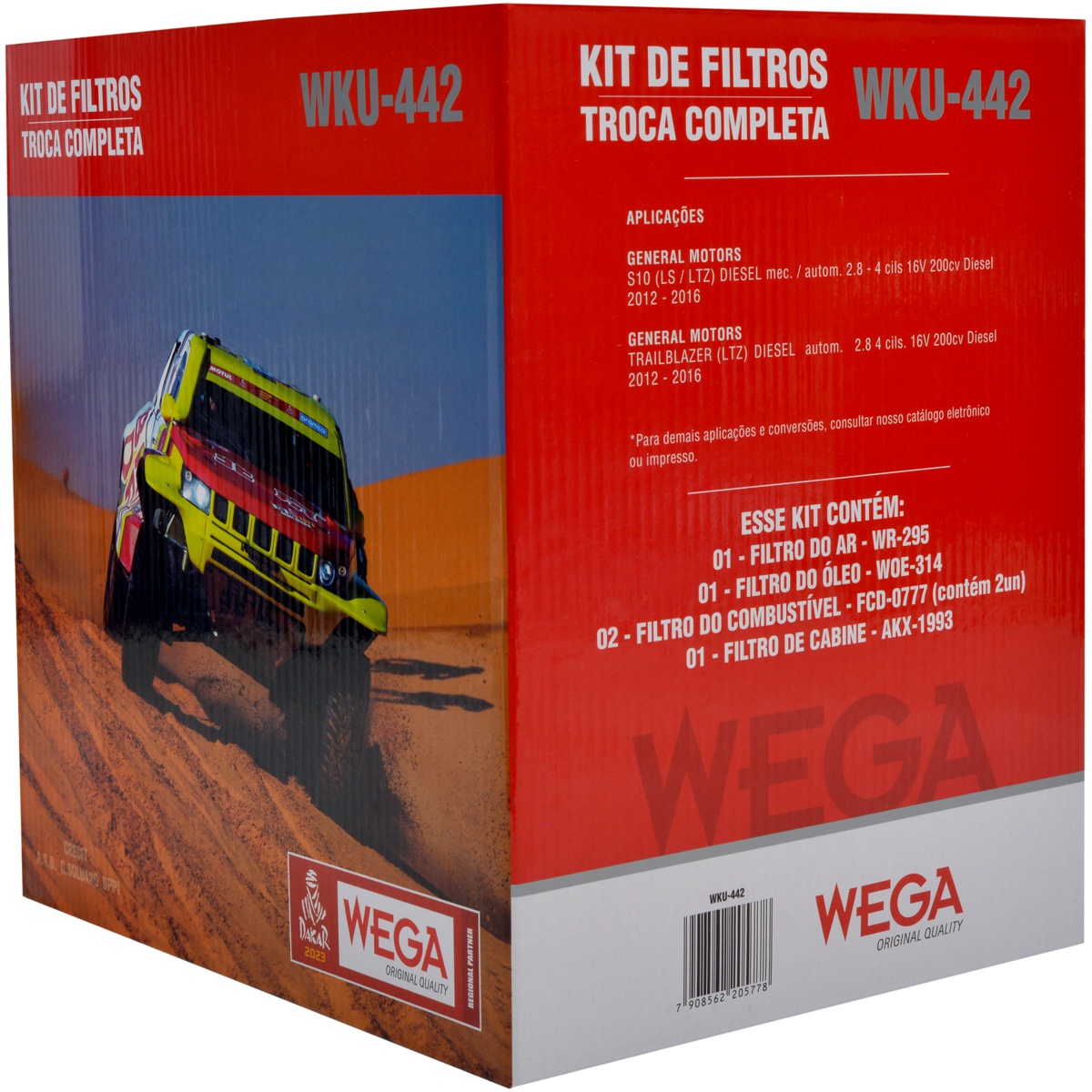 Kit Filtro Ar Comb Óleo Cab GM S10 Trailblazer 2.8 16V Turbo Diesel 200cv 12/24 - Wega - WKU-442