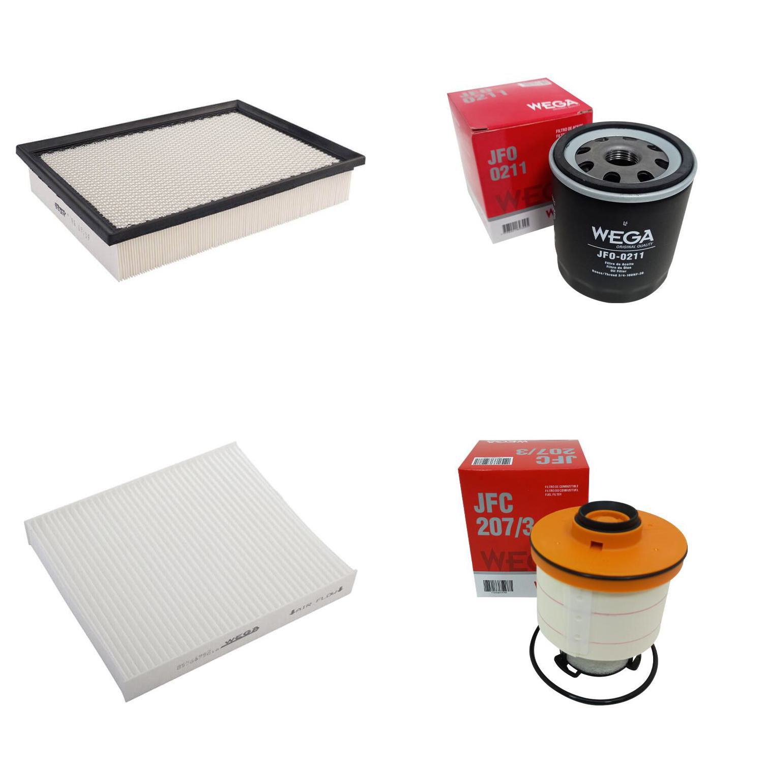Kit Troca Filtros Ar Combustível Óleo Cabine Hilux SW4 2.8 16V Diesel 16/24 - Wega - WKU-500