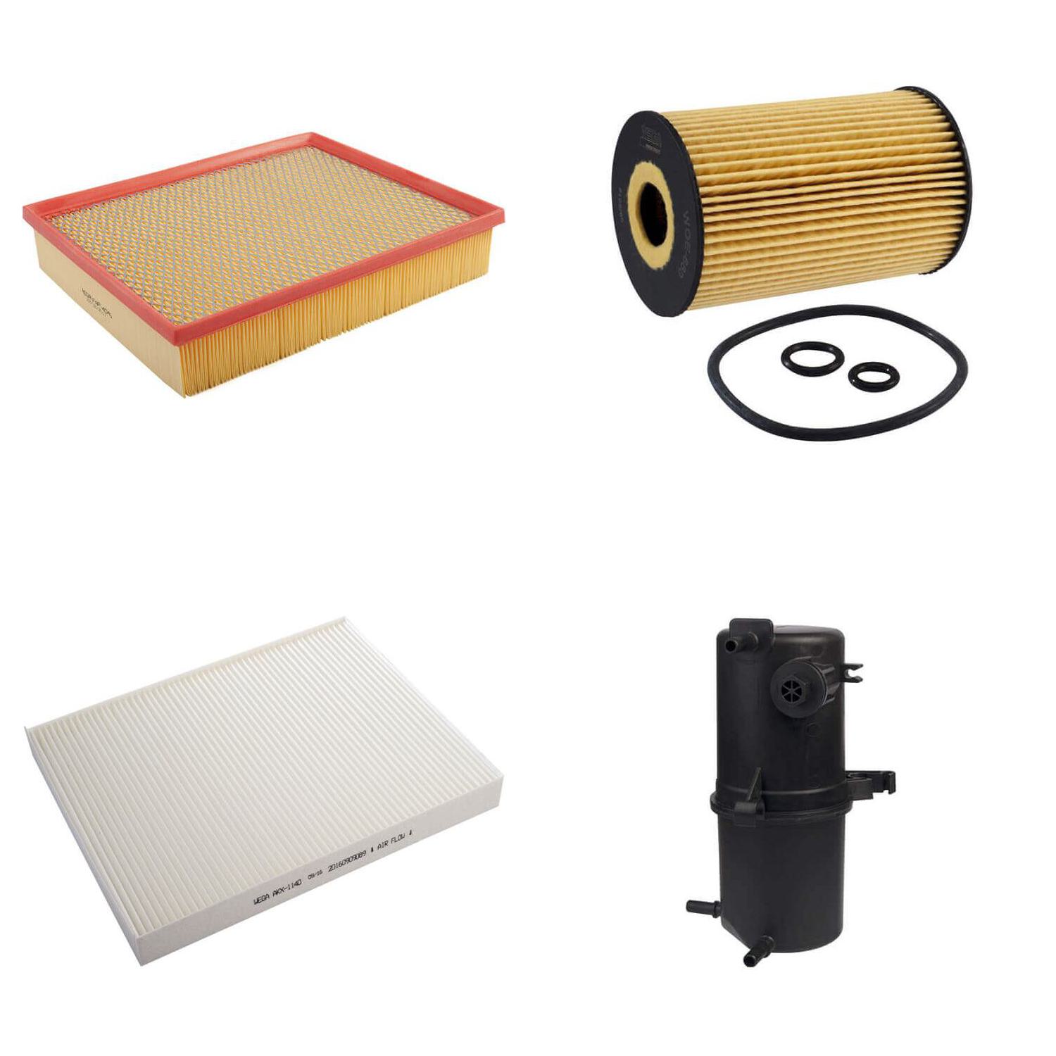 Kit Troca Filtros Ar Óleo Combustível Cabine para VW Amarok 2.0 16V TDI 2015 a 2024 - Wega - WKU-521