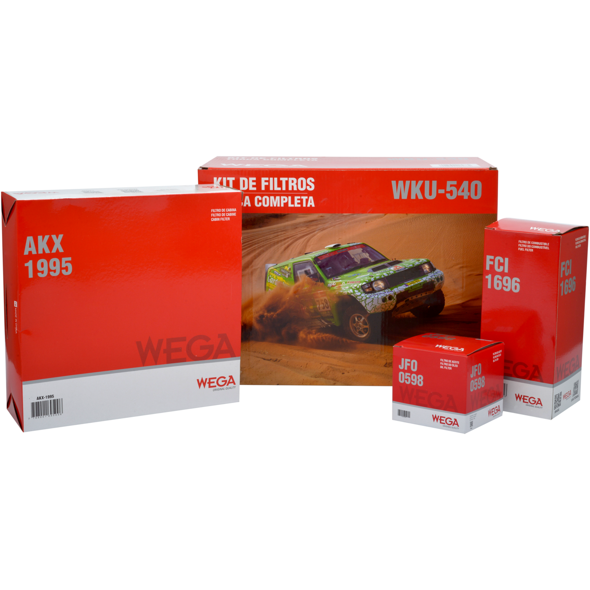 Kit Troca Filtro Ar Comb Óleo Cab Mitsubishi L200 Triton 2.4 3.5 Pajero Dakar 09/19 - Wega - WKU-540