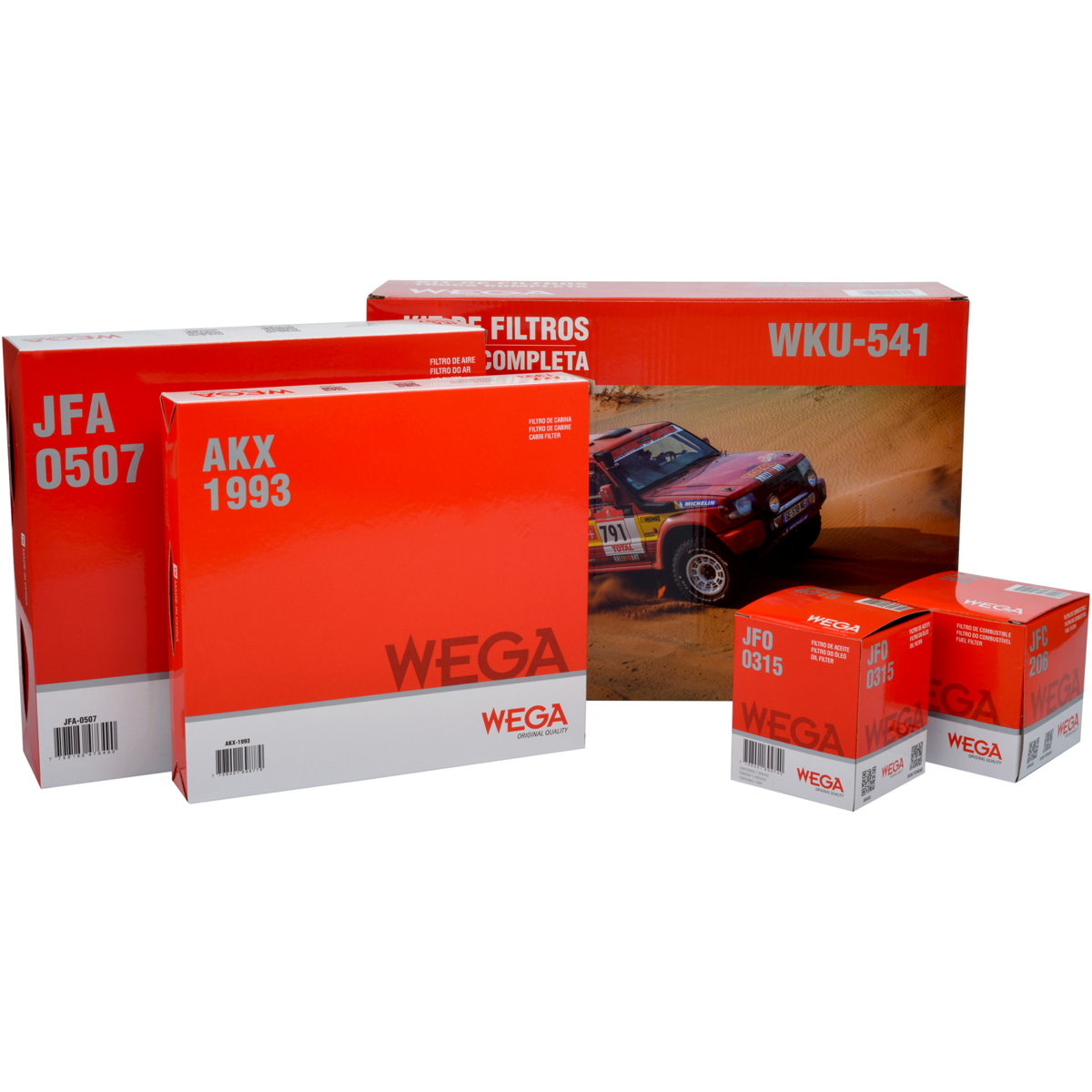 Kit Filtro Ar Comb Óleo Cab Mitsubishi L200 Pajero Sport 2.4 16V 4N15 TD 16/24 - Wega - WKU-541