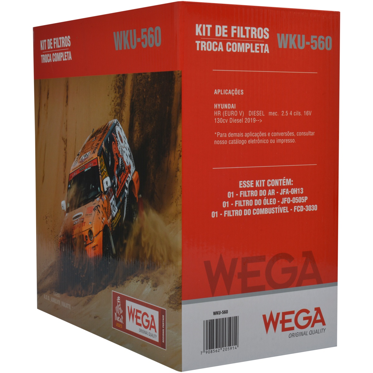 Kit Troca Completa Filtros Ar Combustível Óleo para Hyundai HR 2.5 16V 19/24 - Wega - WKU-560
