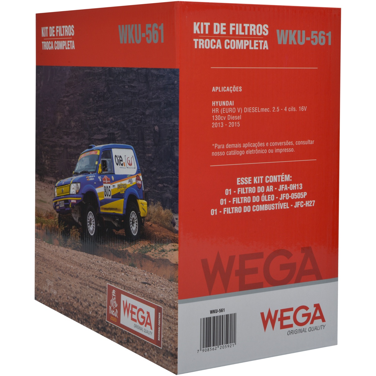 Kit Troca Filtros Ar Comb Óleo para Hyundai HR 2.5 16V Diesel Euro V 2013 a 2015 - Wega - WKU-561