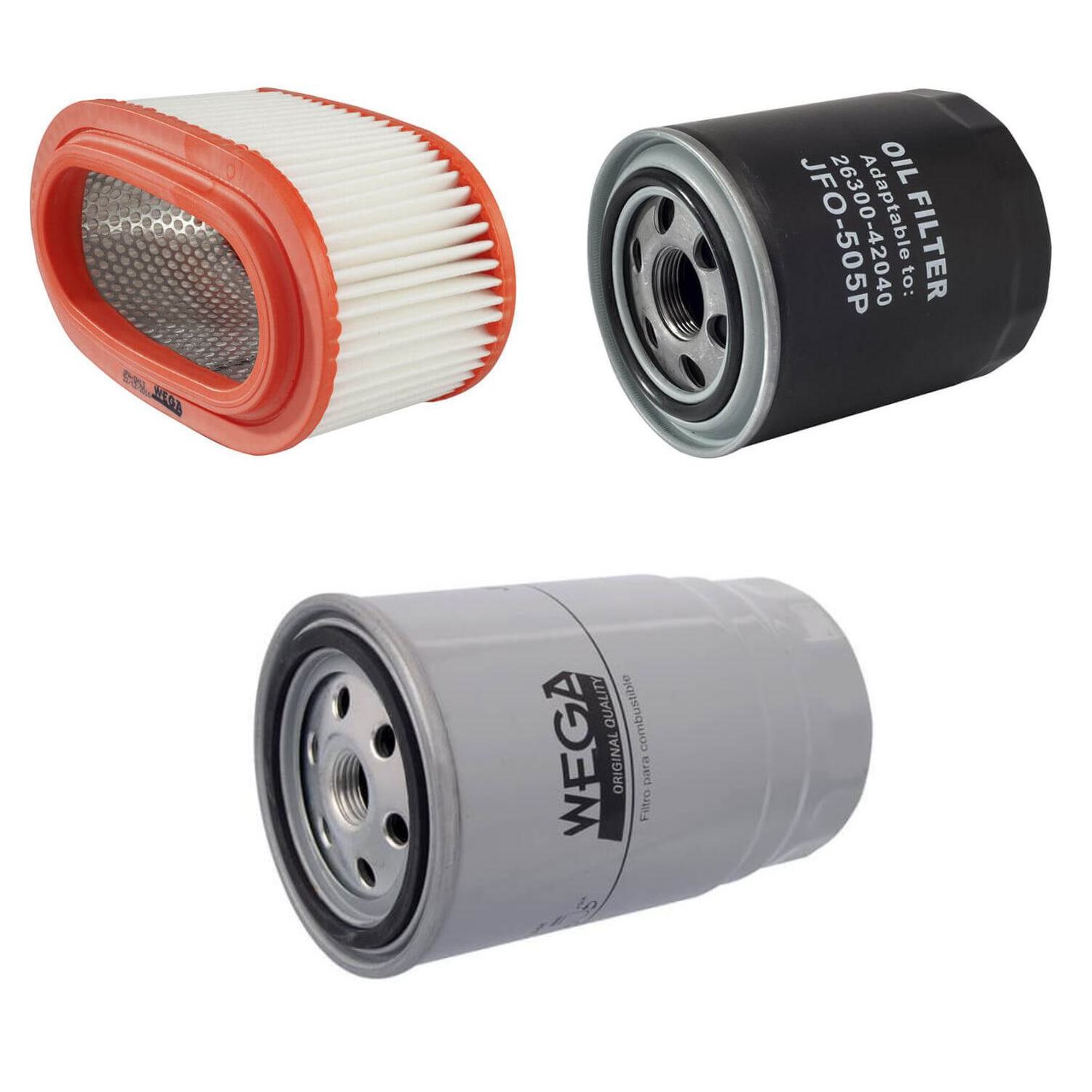 Kit Troca Filtros Ar Comb Óleo para Hyundai HR 2.5 16V Diesel Euro V 2013 a 2015 - Wega - WKU-561