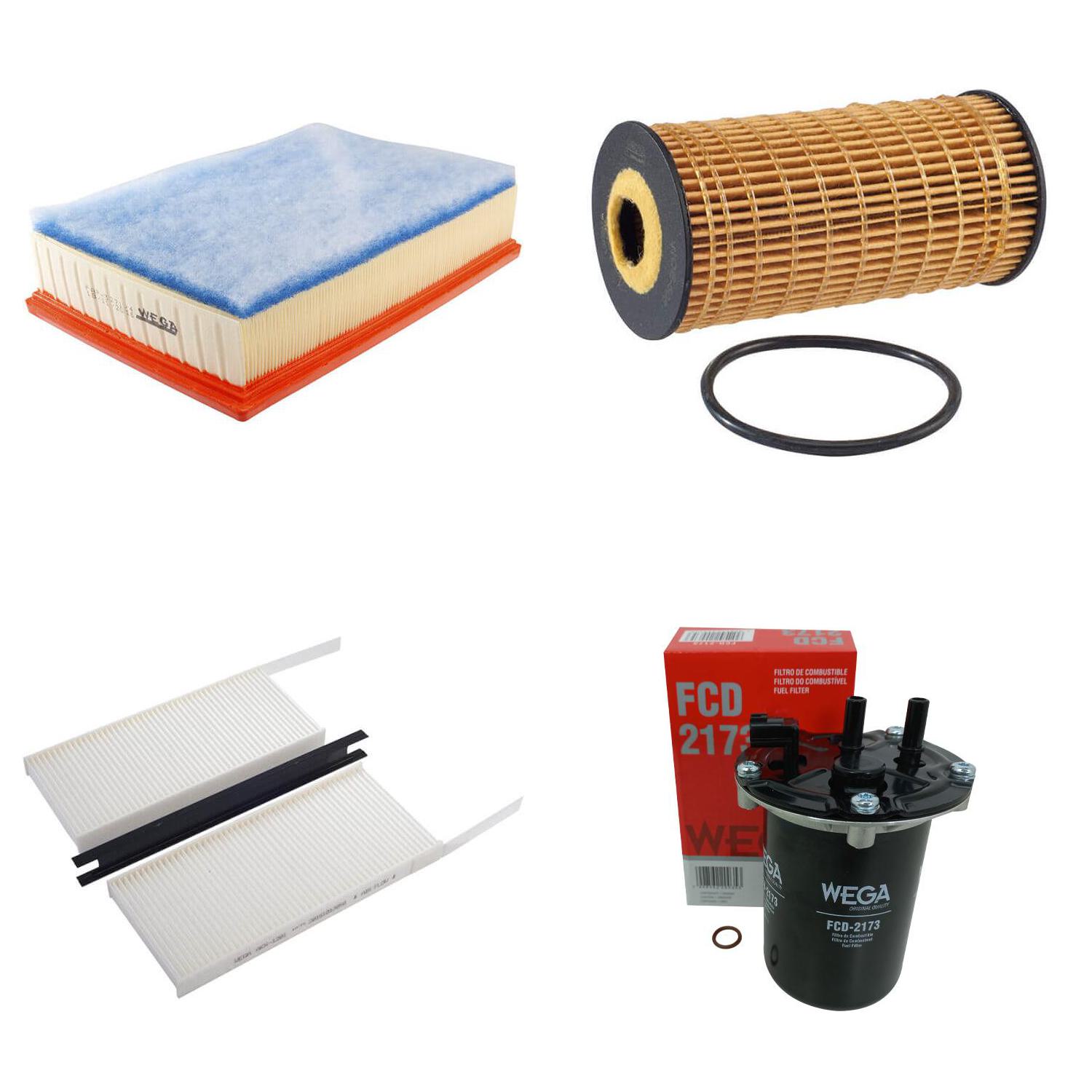 Kit Troca Completa Filtros Ar Combustível Óleo Cabine Master 2.3 16V Diesel 22/24 - Wega - WKU-580