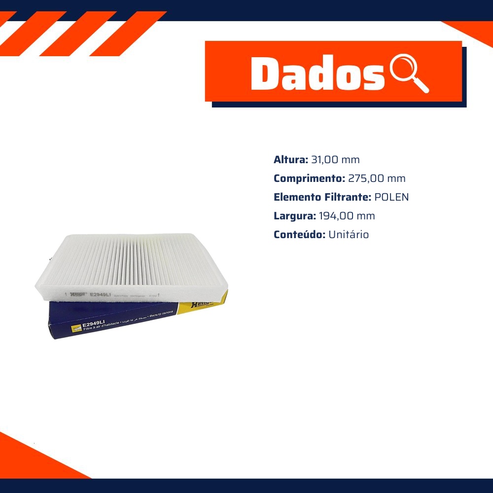 FIltro de Ar Condicionado Cabine - Hengst - E2949LI