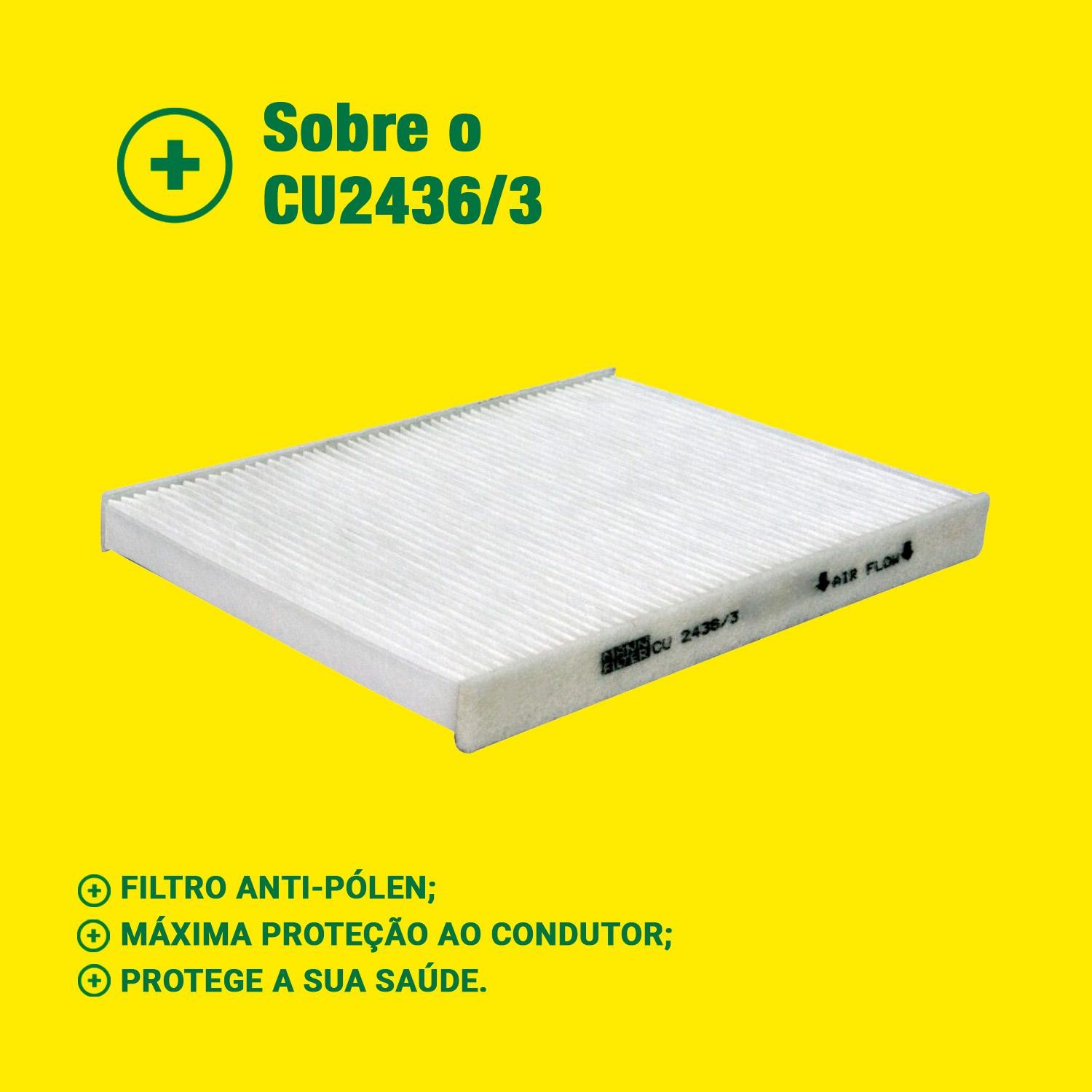 FIltro de Ar Condicionado Cabine - Mann-Filter - CU2436/3