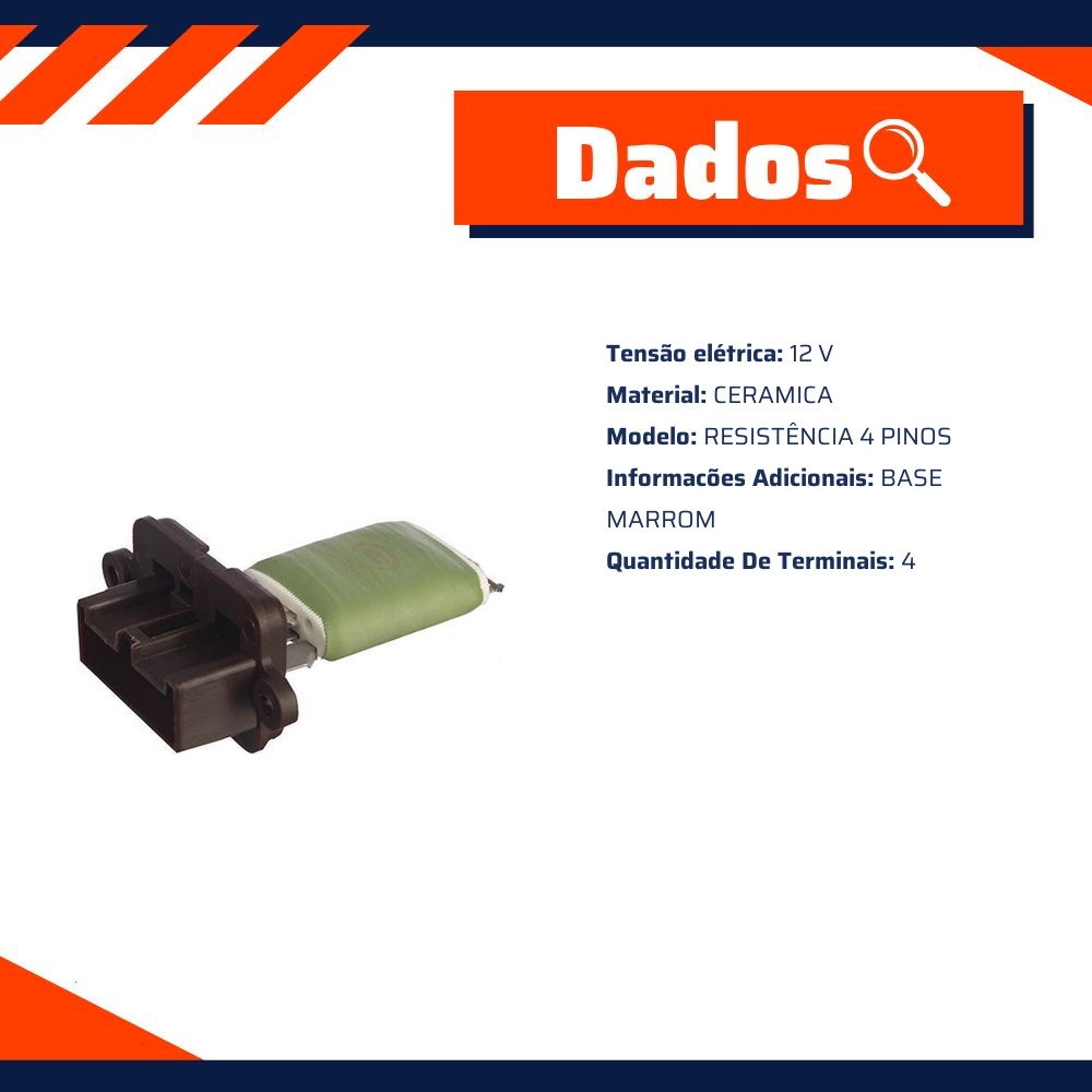 Resistência Eletroventilador 4 Pinos Cerâmica - Multiqualita - MQ1009