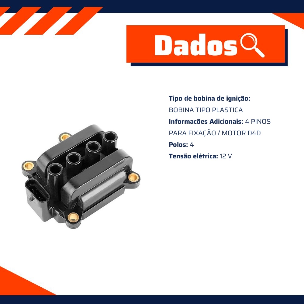 Bobina de Ignição 12V Plástica - DPL - DPL-202408