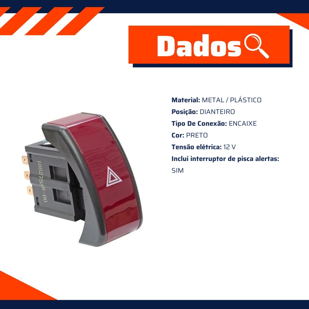 Interruptor Pisca Alerta 12V para Chevrolet Montana - Kostal - 10527558