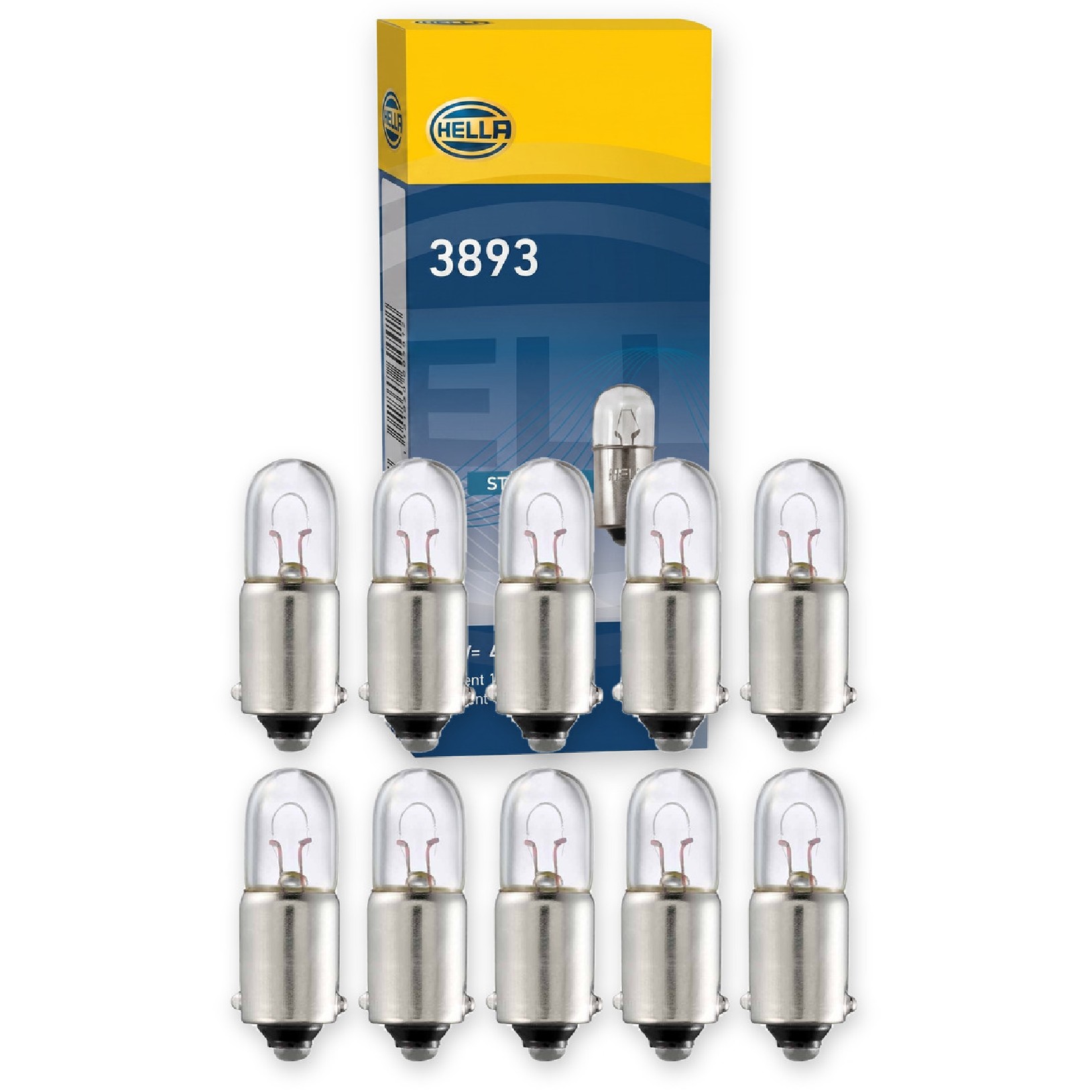 Kit 10 Lâmpadas Posição T4W 12V 4W BA9s - Hella - 3893