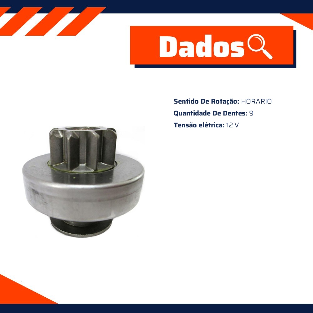 Impulsor do Motor de Partida 12V 9 Dentes Sentido Horário - Valeo - 501493