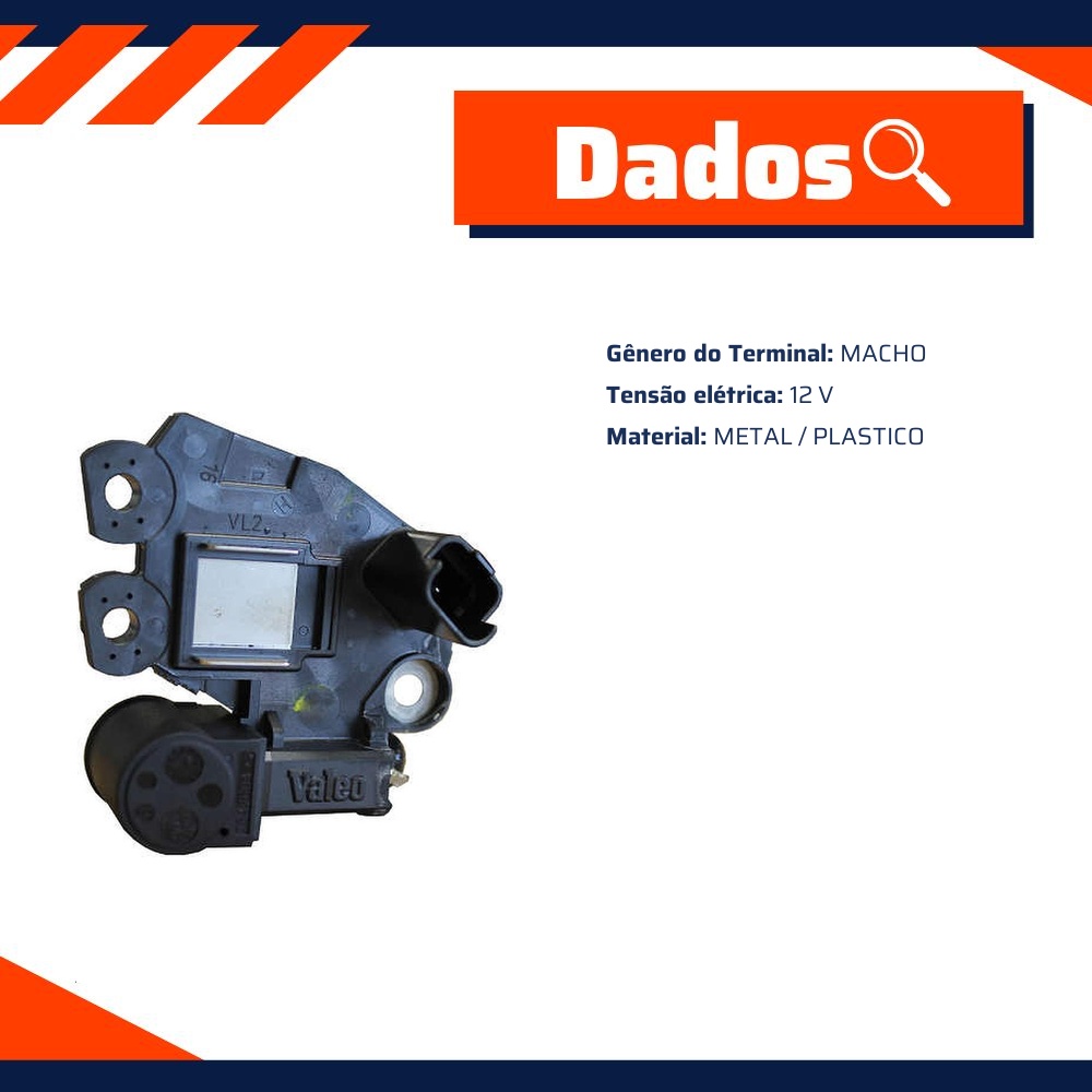 Regulador de Voltagem 12V de Metal/Plástico - Valeo - 501400
