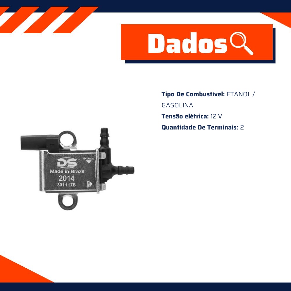 Válvula Solenoide Combustível 12V 2 Terminais - DS - 2014