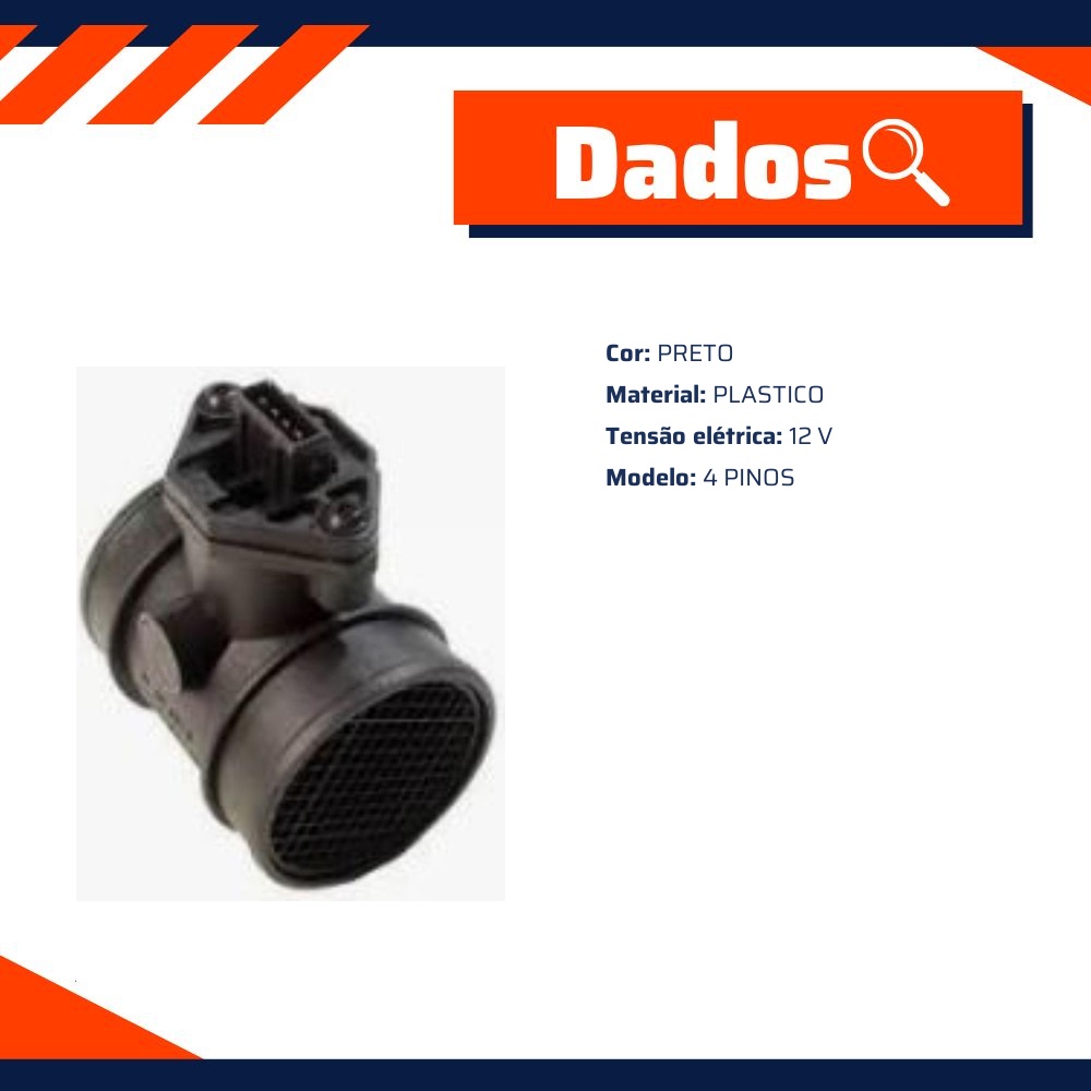Sensor de Massa de Ar 12V Modelo 4 Pinos para Fiat Marea - Multiqualita - MQ0333