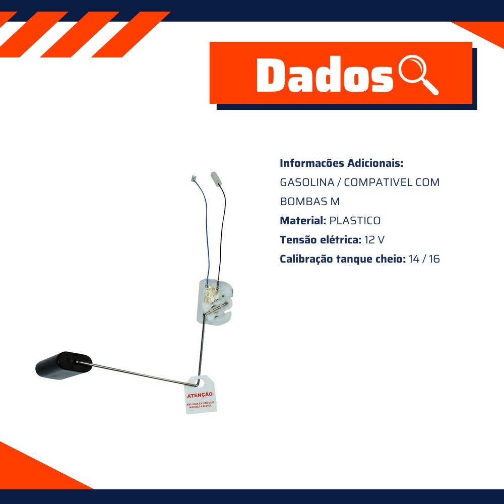 Sensor de Nível de Combustível Gasolina 12V - TSA - T-010027
