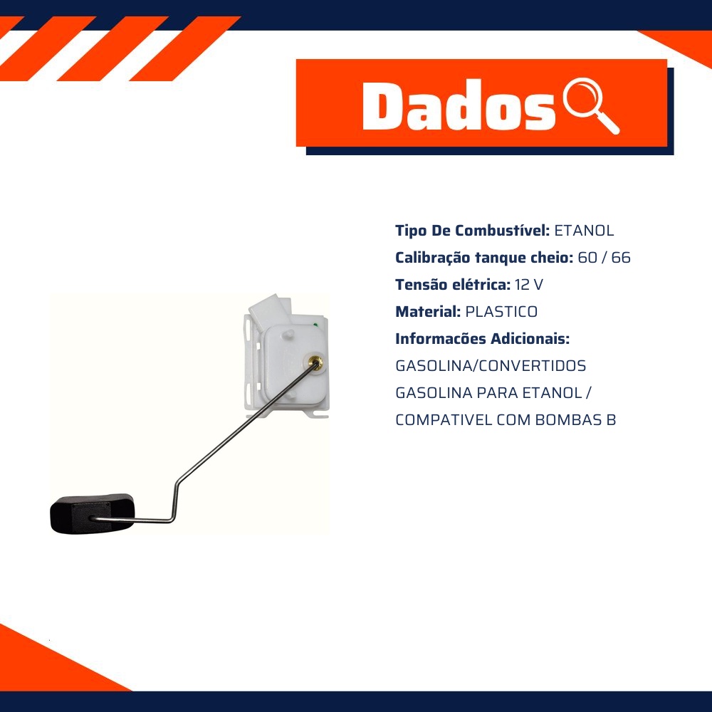 Sensor de Nível de Combustível Etanol 12V para Fiat Palio e Siena - TSA - T-010115