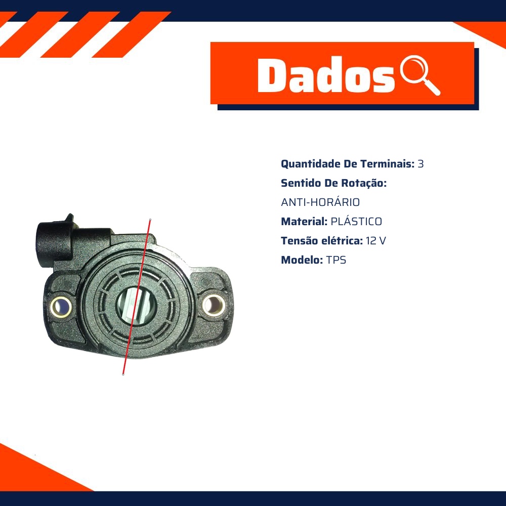 Sensor de Posição TPS 12V Anti-Horário 3 Terminais - DS - 1902