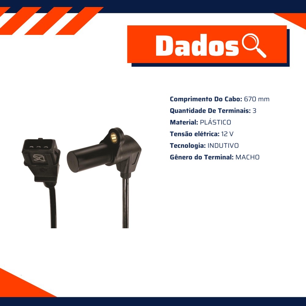Sensor de Rotação Indutivo 3 Terminais 12V - DS - 1806
