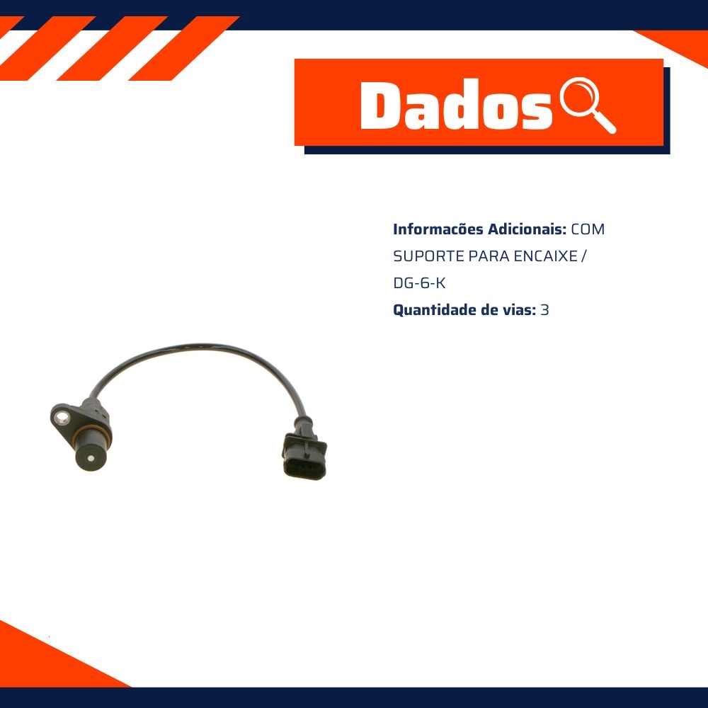 Sensor de Rotação 3 Terminais - Bosch - 0 281 002 411