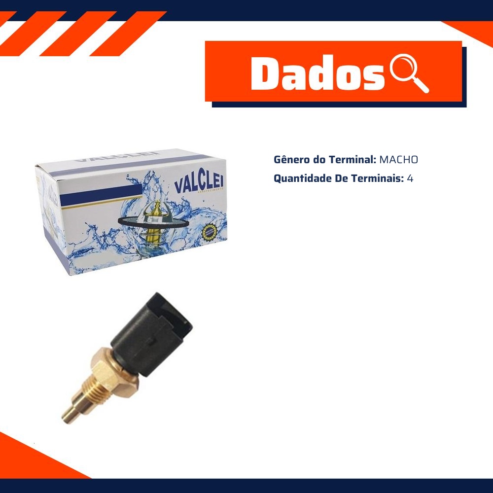 Sensor de Temperatura 4 Terminais Macho - Valclei - 44076