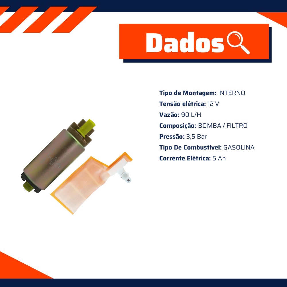 Refil Bomba Combustível Gasolina 12V Interno" - Euro - 10164
