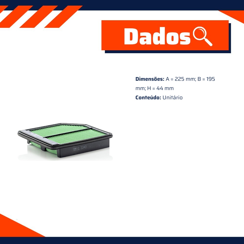 Filtro de Ar para Honda Civic - Mann-Filter - C2240