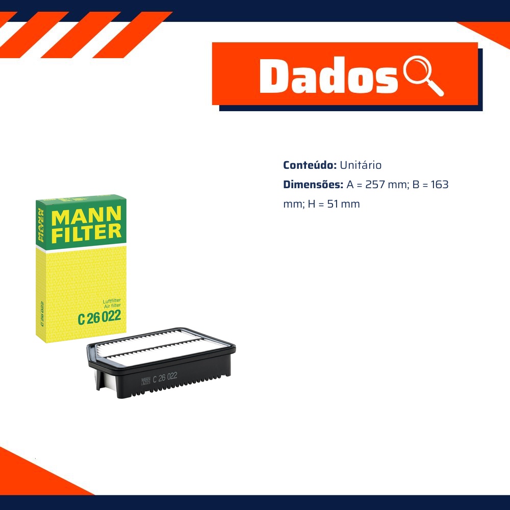 Filtro de Ar do Motor - Mann-Filter - C26022