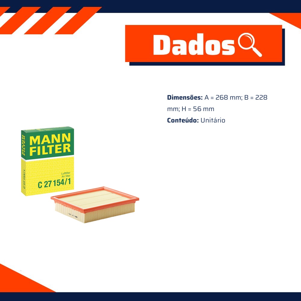 Filtro de Ar para Volkswagen Golf - Mann-Filter - C27154/1