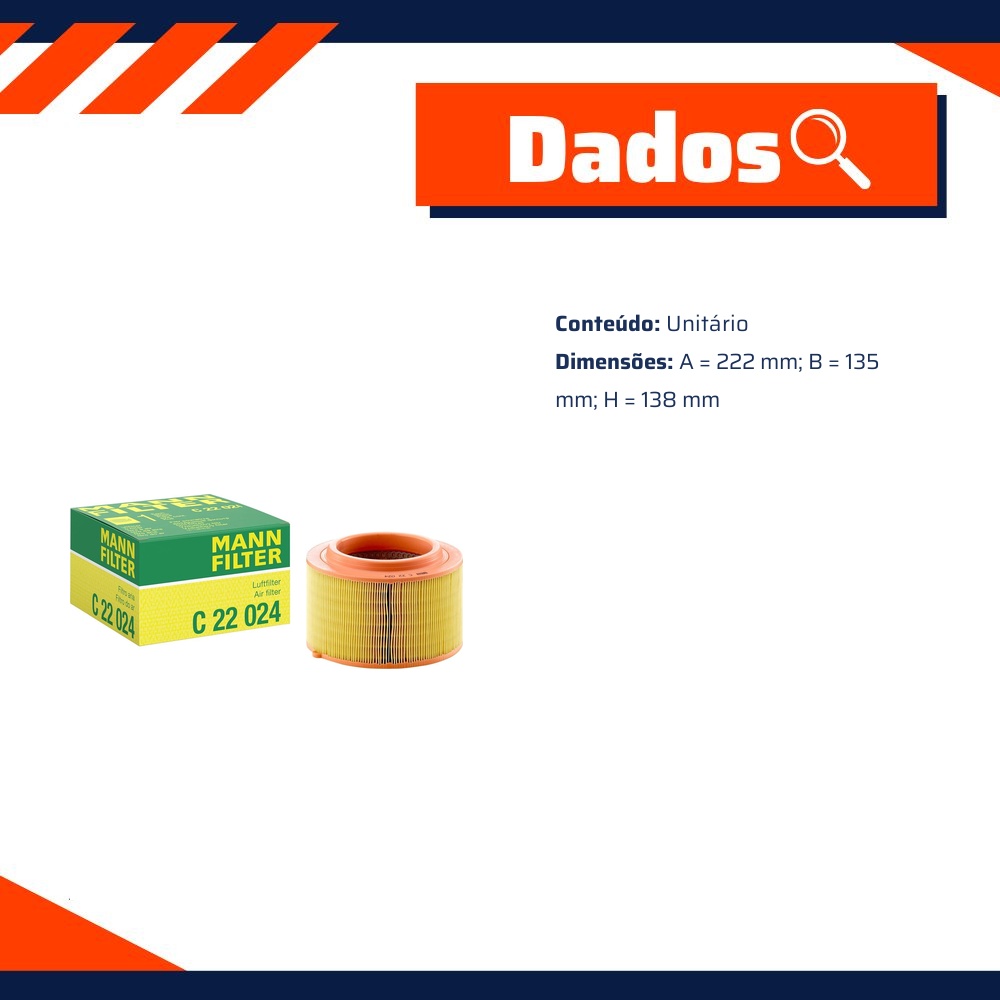 Filtro de Ar para Ford Ranger - Mann-Filter - C22024