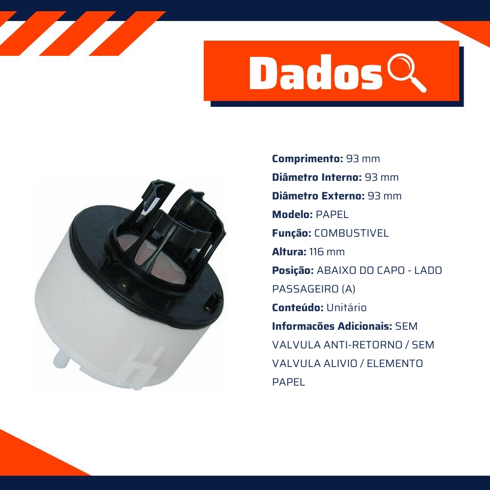 Filtro de Combustível para Hyundai Grand Santa Fé Santa Fé - Tecfil - FBT2365