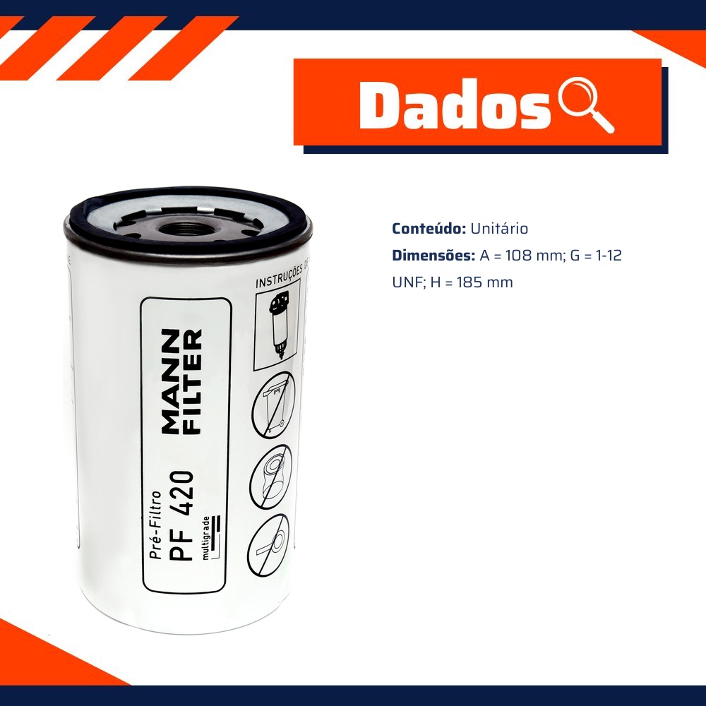 Filtro Blindado de Combustível Separador de Água - Mann-Filter - PF420