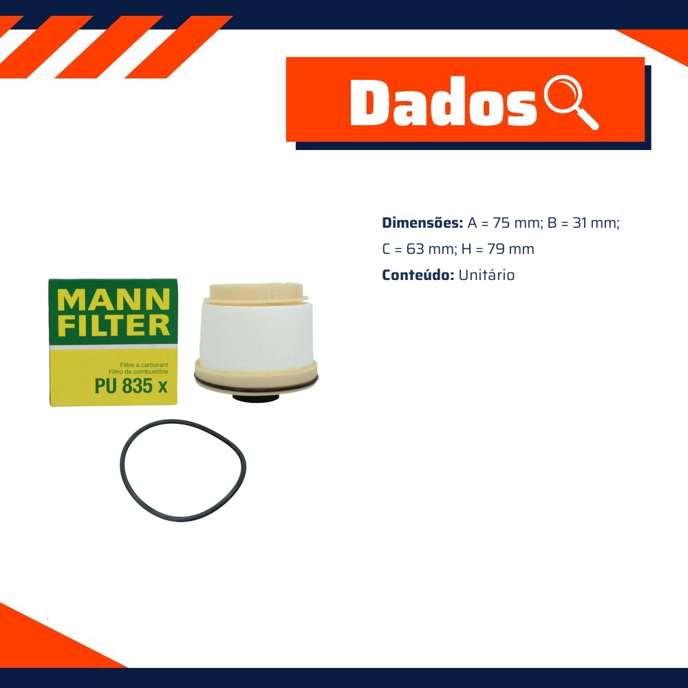 Filtro de Combustível para Mitsubishi L200 Toyota Hilux - Mann-Filter - PU835x