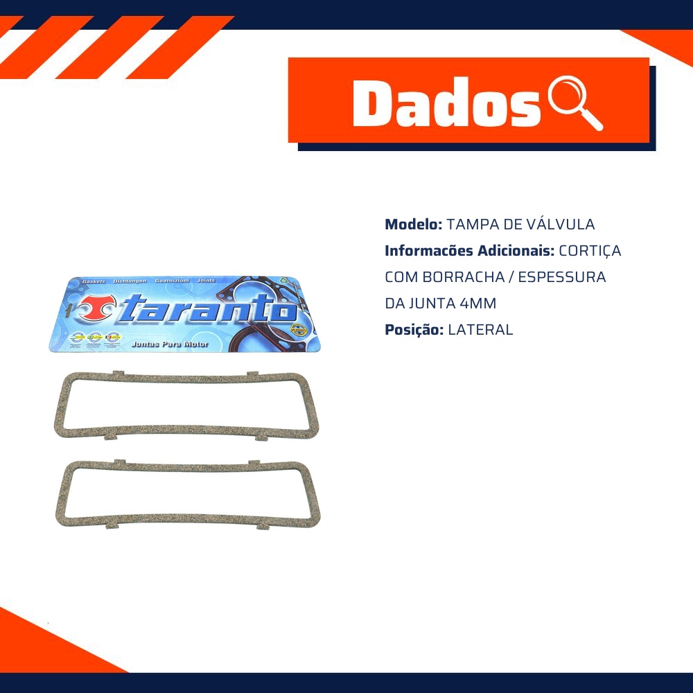Junta da Tampa de Válvula para Chevrolet Caravan - Taranto - 200036