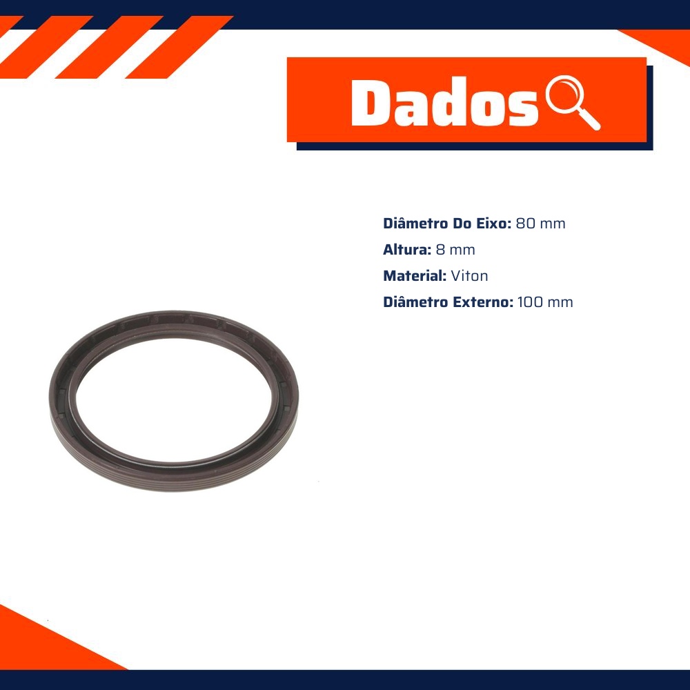 Retentor do Virabrequim 80 x 100 x 8 mm - Corteco - 7467V