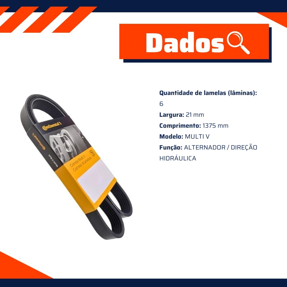 Correia Multi V 6 Lâminas 1375mm - CONTINENTAL - 6PK1375