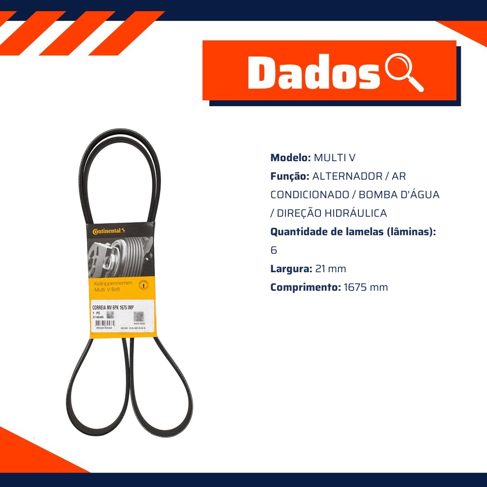 Correia Acessórios Multi V - Continental Contitech - 6PK1675