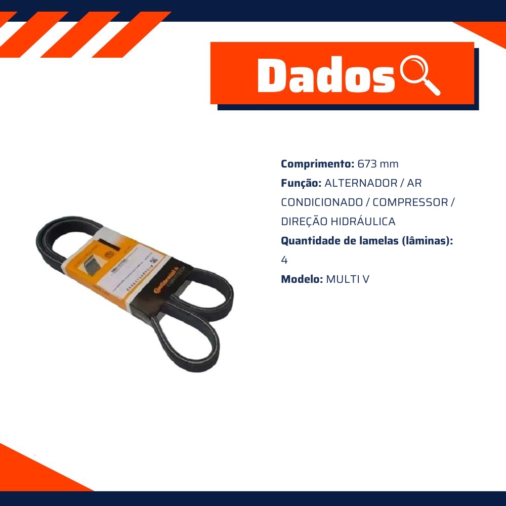 Correia Acessórios Multi V - Continental Contitech - 4PK673
