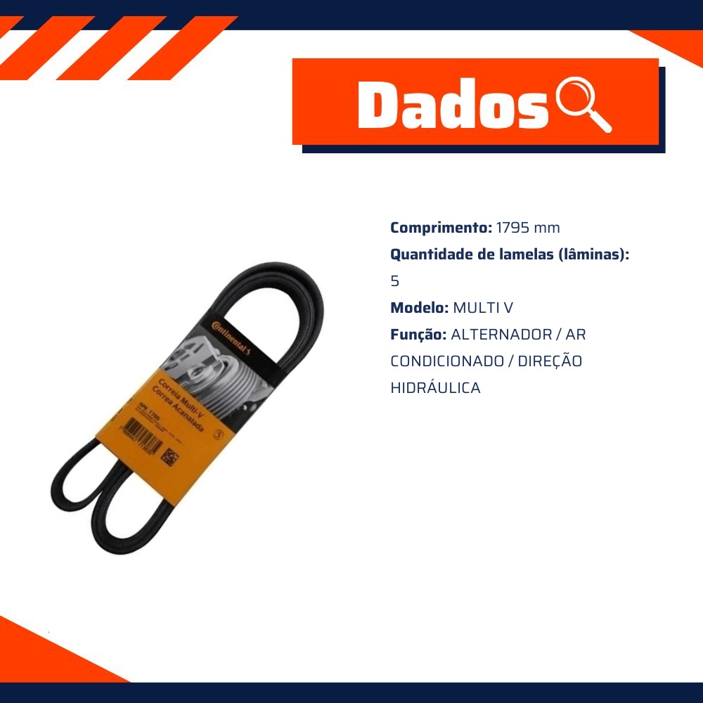 Correia de Acessórios Multi V 1795mm - CONTITECH - 5PK1795